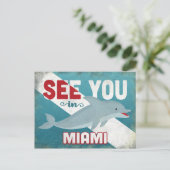 Miami Dolphin - Retro Vintage Travel Briefkaart (Staand voorkant)