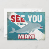 Miami Dolphin - Retro Vintage Travel Briefkaart (Voorkant / Achterkant)