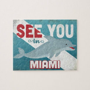 Miami Dolphin - Retro Vintage Travel Legpuzzel