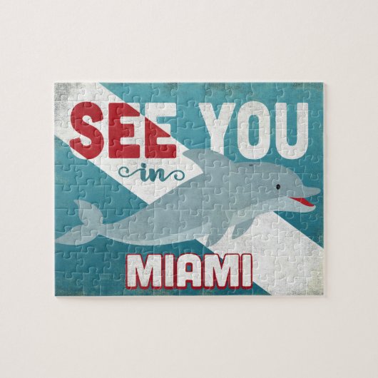 Miami Dolphin - Retro Vintage Travel Legpuzzel (Horizontaal)