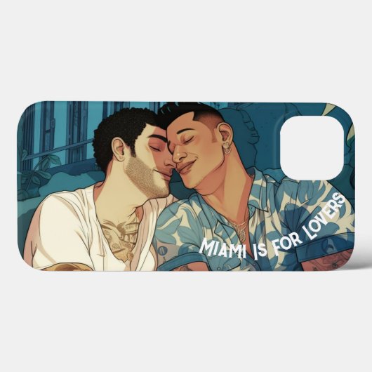 Miami Downtown Gay Mannen Cuddling Illustratie Case-Mate iPhone Case (Achterkant (horizontaal))