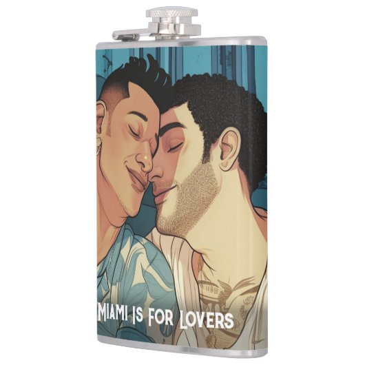 Miami Downtown Gay Mannen Cuddling Illustratie Heupfles (Links)