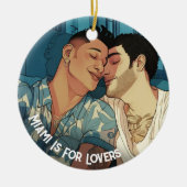 Miami Downtown Gay Mannen Cuddling Illustratie Keramisch Ornament (Voorkant)