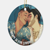 Miami Downtown Gay Mannen Cuddling Illustratie Keramisch Ornament (Links)