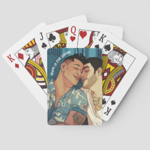 Miami Downtown Gay Mannen Cuddling Illustratie Pokerkaarten