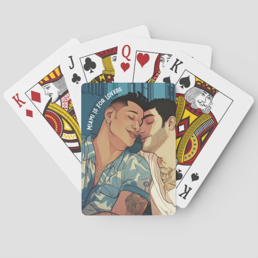 Miami Downtown Gay Mannen Cuddling Illustratie Pokerkaarten (Achterkant)