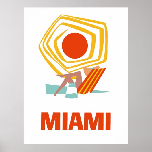 Miami, een vrouw die onder de zon zwemt poster (Voorkant)