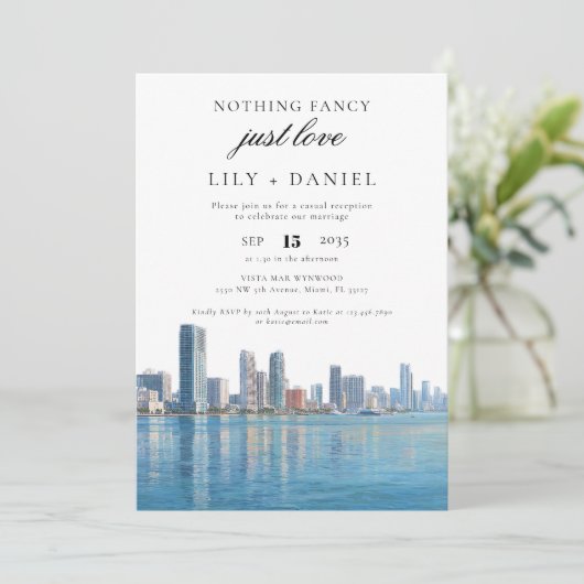 Miami Elopement Wedding Reception Kaart (Staand voorkant)