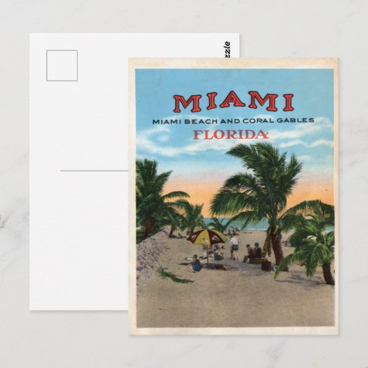  Miami en Coral Gables Florida Travel Briefkaart (Voorkant / Achterkant)