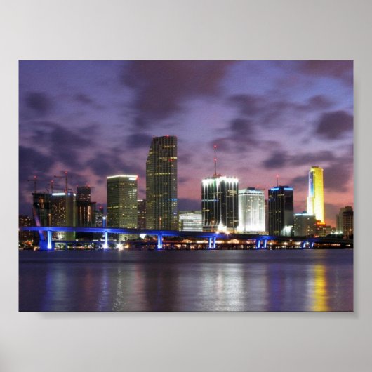 Miami Evening Skyline Poster (Voorkant)