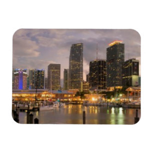 Miami financiële skyline bij schemering magneet