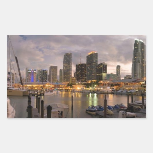 Miami financiële skyline bij schemering rechthoekige sticker (Voorkant)