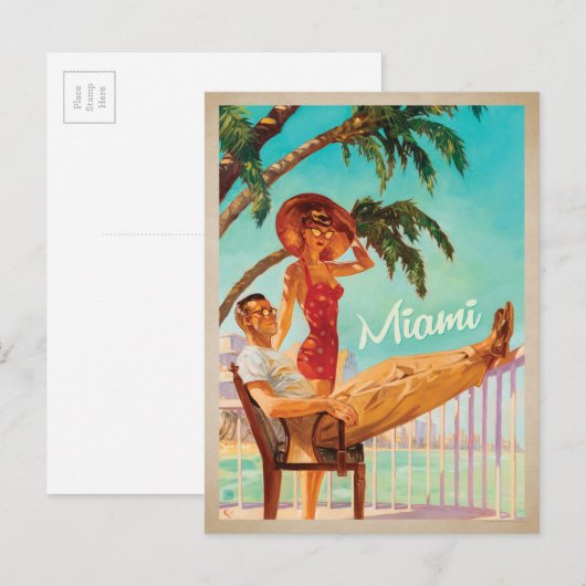 Miami, FL-Couple Briefkaart (Voorkant / Achterkant)