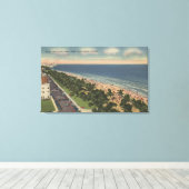 Miami, FL - Ocean Drive en Lummus Park Canvas Afdruk (Insitu (Houten vloer))