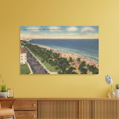 Miami, FL - Ocean Drive en Lummus Park Canvas Afdruk (Insitu (Woonkamer))
