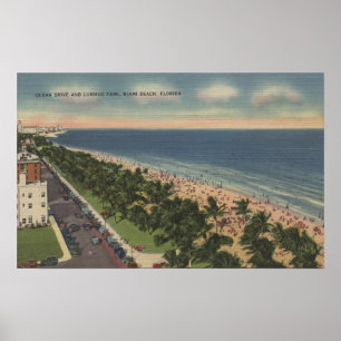 Miami, FL - Ocean Drive en Lummus Park Poster