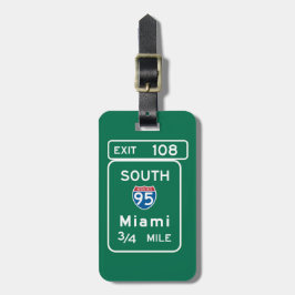 Miami, FL Road Sign Bagagelabel