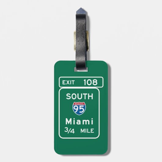 Miami, FL Road Sign Bagagelabel (Achterkant verticaal)