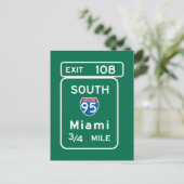 Miami, FL Road Sign Briefkaart (Staand voorkant)