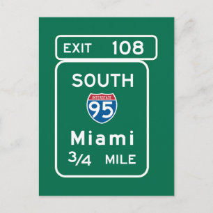 Miami, FL Road Sign Briefkaart