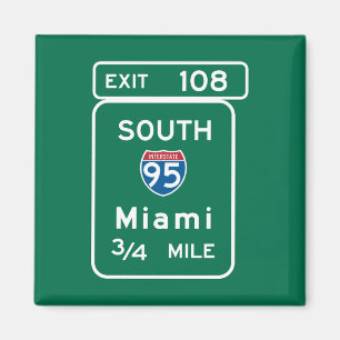 Miami, FL Road Sign Magneet