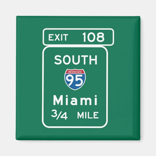 Miami, FL Road Sign Magneet (Voorkant)