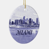 Miami FL Skyscrapers kerstversient Keramisch Ornament (Rechts)