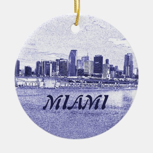 Miami FL Skyscrapers kerstversient Keramisch Ornament (Voorkant)