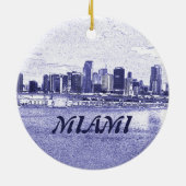 Miami FL Skyscrapers kerstversient Keramisch Ornament (Achterkant)
