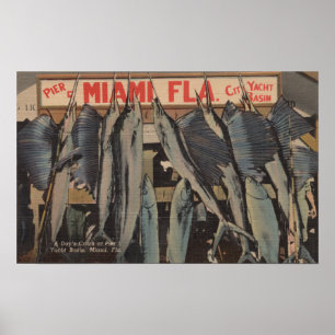 Miami, FL - Uitzicht van Pier 5 City Yacht Club w/ Poster