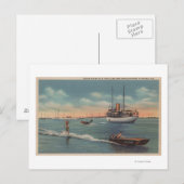 Miami, FL - Water Skiing Scene, Wooden Boat Briefkaart (Voorkant / Achterkant)
