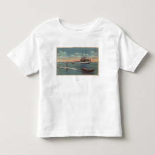 Miami, FL - Water Skiing Scene, Wooden Boat Kinder Shirts