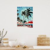  Miami FL Waterverf schilderij Poster (Keuken)