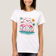 Miami Flamingo Paradise T-shirt voor dames