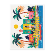 Miami Florida Abstracte Vintage Travel Illustratio