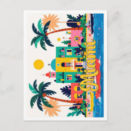 Miami Florida Abstracte Vintage Travel Illustratio Briefkaart