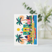 Miami Florida Abstracte Vintage Travel Illustratio Briefkaart (Staand voorkant)