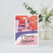 Miami Florida Art Travel Illustratie Briefkaart (Staand voorkant)