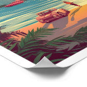 Miami Florida Art Vintage Travel Illustratie Poster (Hoek)