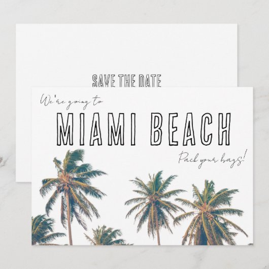 Miami Florida Beach bruiloft Save The Date (Voorkant / Achterkant)