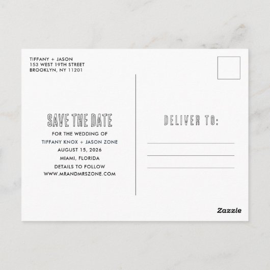 Miami Florida Beach Bruiloft Save the Date Briefkaart (Achterkant)