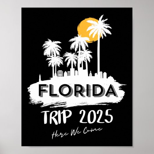Miami Florida Beach Trip 2025 Here We Come Matchin Poster (Voorkant)