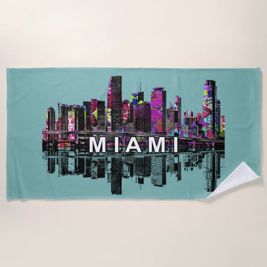 Miami, Florida bedekt met graffiti Beach Towel Strandlaken (Voorkant)