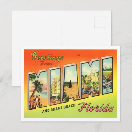 Miami, Florida  Big Letters Briefkaart (Voorkant / Achterkant)