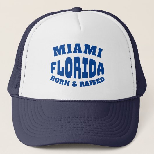 Miami Florida Born en Raised Trucker Pet (Voorkant)