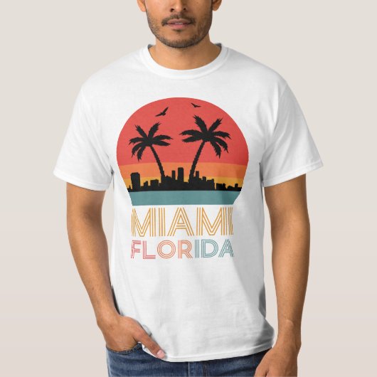 Miami Florida City en palmbomen T-shirt (Voorkant)