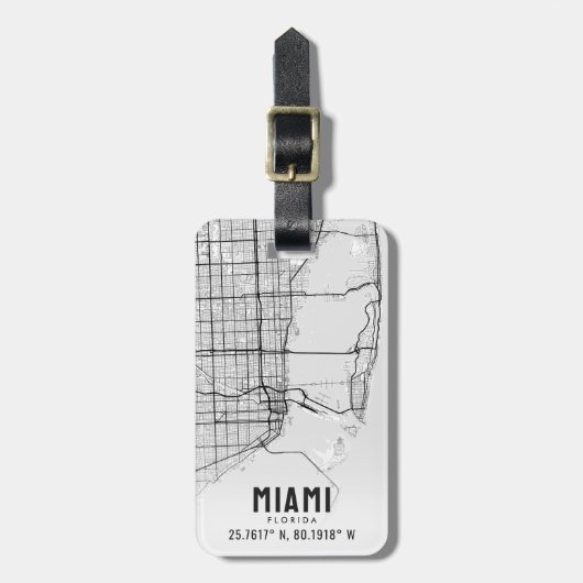 Miami, Florida City Map Topography Bagagelabel (Voorkant verticaal)