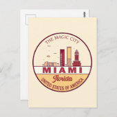 Miami Florida City Skyline Emblem Briefkaart (Voorkant / Achterkant)