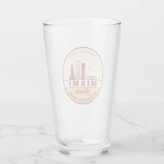 Miami Florida City Skyline Emblem Glas (Achterkant)