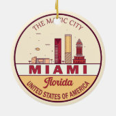 Miami Florida City Skyline Emblem Keramisch Ornament (Achterkant)